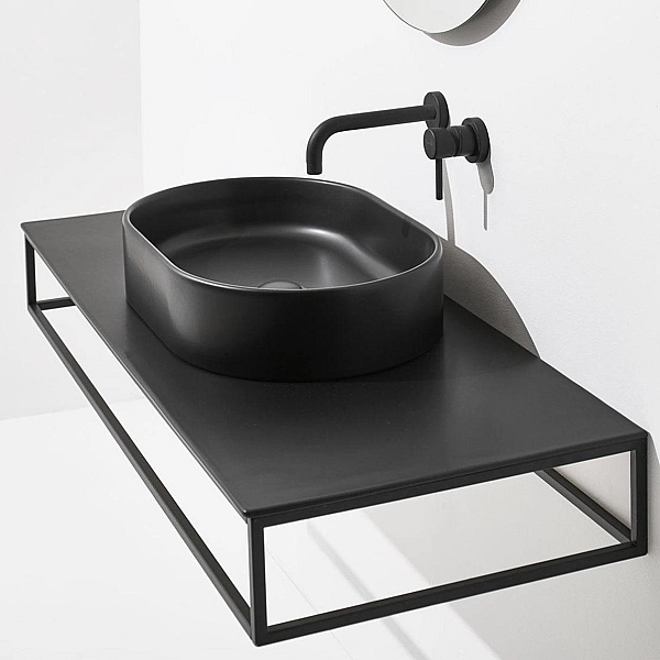 FO02  Folio Раковина овальна накладна, чорна матова (1 сорт)