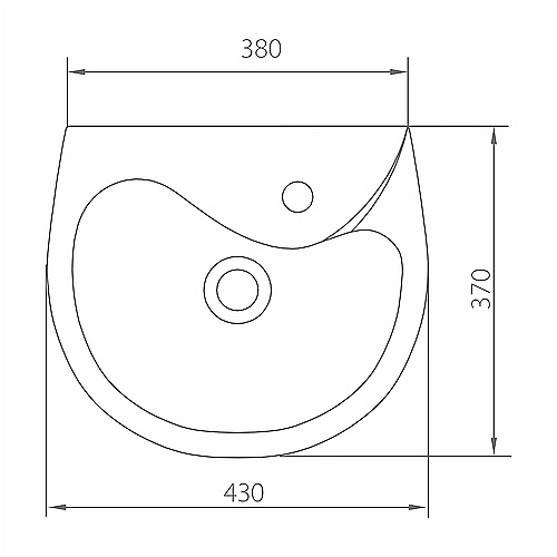 102140UA Bambi Раковина 40 см, з переливом, з 1 отв. під зміш., білий глянець (1 сорт) - Фото - 2