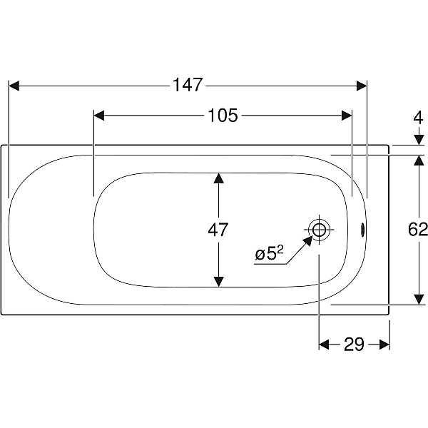 554.001.01.1 Soana Ванна прямокутна 160x70см, тонкий край, злив та перелив в зоні ніг, з ніжками, колір білий (1 сорт) - Фото - 5