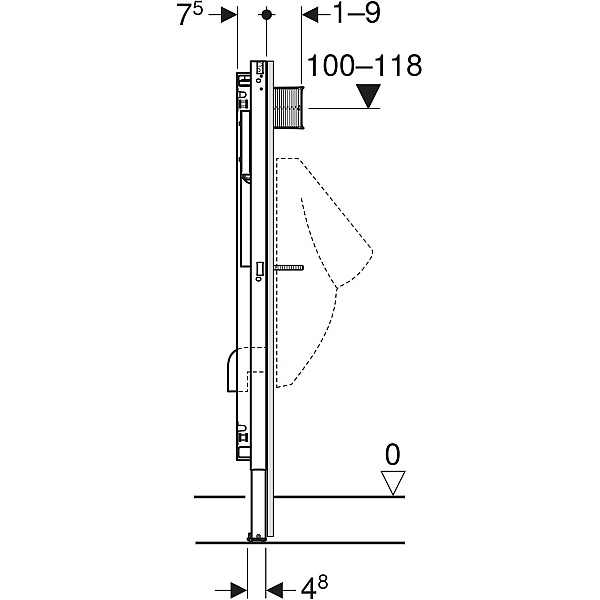111.616.00.2 Duofix Інсталяція д/уринала, 112–130 см, з патрубковим підводом, та сифоном (1 сорт) - Фото - 4