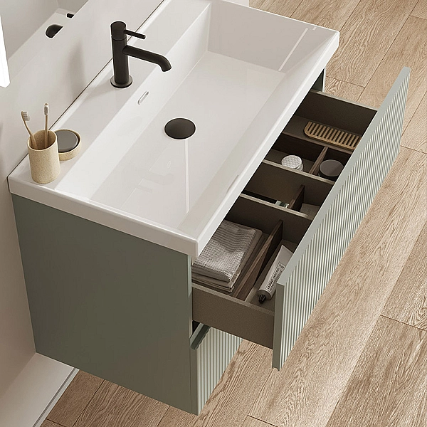 131769+131452  Тумба VORA 80 2  ящ,  зі стільницею, MINERAL GREEN (1 сорт) - Фото - 4