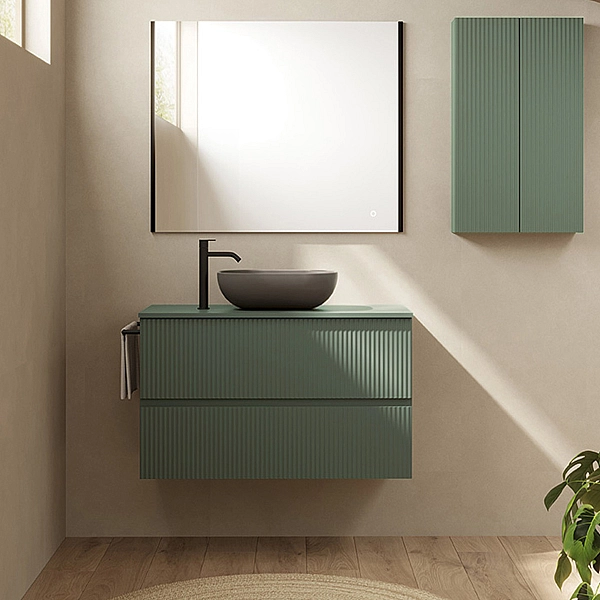 131769+131452  Тумба VORA 80 2  ящ,  зі стільницею, MINERAL GREEN (1 сорт)