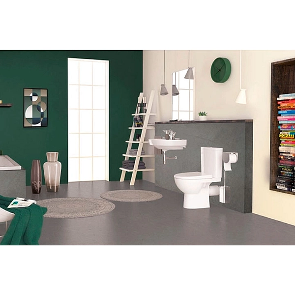 2395250UA STATUS Унітаз-компакт підлоговий, горизонтальний випуск, змивний бачок 3/6 л, нижній підвід, сидіння з кришкою Duroplast, Soft close, Click2Clean (1 сорт) - Фото - 2
