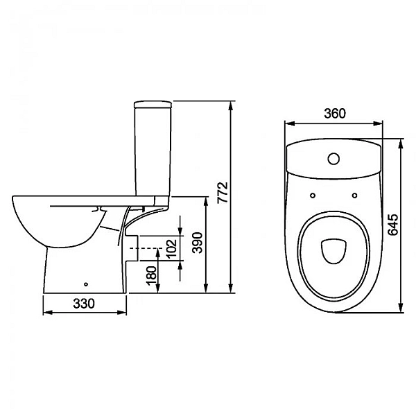 2395250UA STATUS Унітаз-компакт підлоговий, горизонтальний випуск, змивний бачок 3/6 л, нижній підвід, сидіння з кришкою Duroplast, Soft close, Click2Clean (1 сорт) - Фото - 3