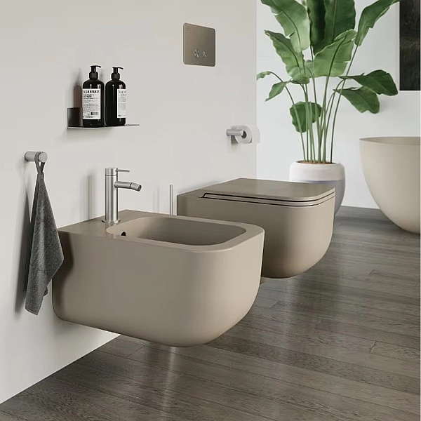 MWK4, MWWCSN+MWCWNS  Neos Підвісний безобідковий унітаз з системою змиву VERTIGO, з прихованим кріпленням та кришкою soft-close, у кольорі panna (1 сорт) - Фото - 3