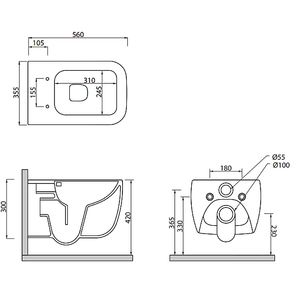 MWK4, MWWCSN+MWCWNS  Neos Підвісний безобідковий унітаз з системою змиву VERTIGO, з прихованим кріпленням та кришкою soft-close, у кольорі panna (1 сорт) - Фото - 2