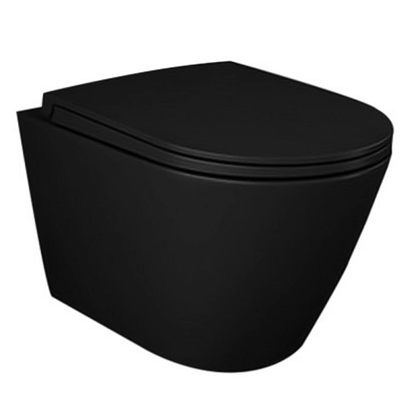 RSTSC3901504 + RST23504A FEELING Унітаз підвісний з кришкою Duroplast, SLIM, Soft Close, Quick Release, Rimless, чорний матовий (1 сорт) - Фото - 3
