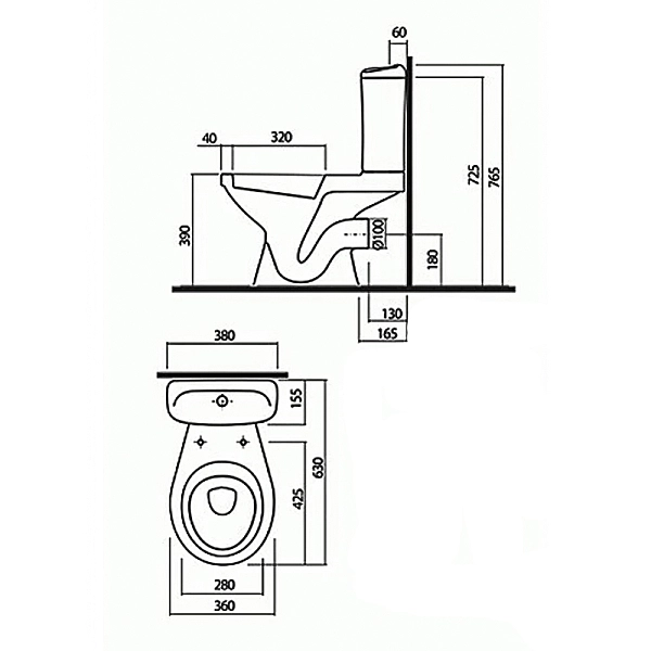 1902600U IDOL Унітаз-компакт підлоговий г/в, в комплекті з сидінням поліпропілен та дворежимною арматурою, н/п (1 сорт) - Фото - 2