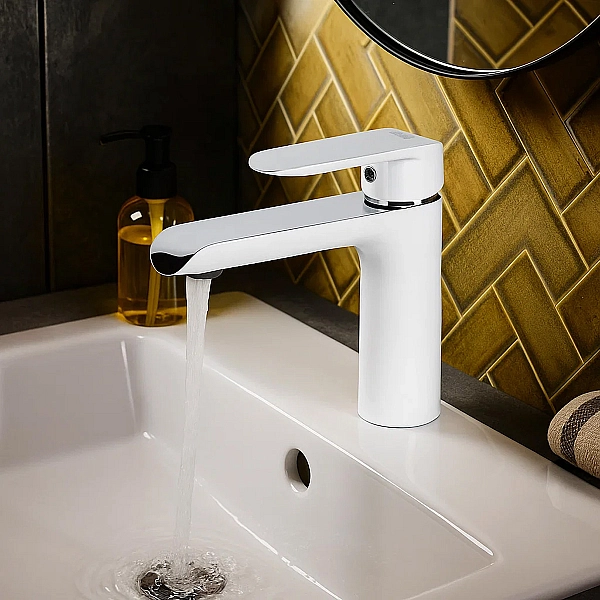 43111141W IVEN Змішувач д/раковини з донним  клапаном  01011100, хром/білий (1 сорт) - Фото - 7