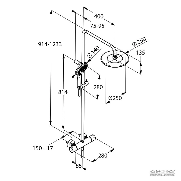670920500 Freshline Dual 250 Душова система д/душу (1 сорт) - Фото - 2