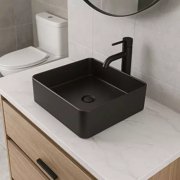 1511132B QUADRA раковина тонкостінна, чорний матовий (1 сорт) - Фото - 3