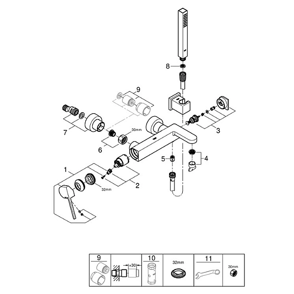 33547003 PLUS Змішувач д/ванни, хром, з ручним душем (1 сорт) - Фото - 3