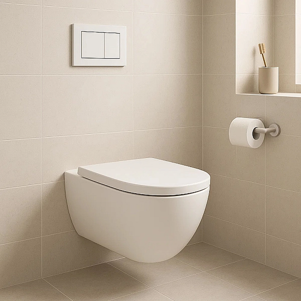 502.827.00.1 Modo Комплект підвісного унітазу, прямокутна форма, без обідка, прих.кріплення, з кришкою Duroplast, SoftClose, Quickfix, колір білий глянець (1 сорт) - Фото - 4