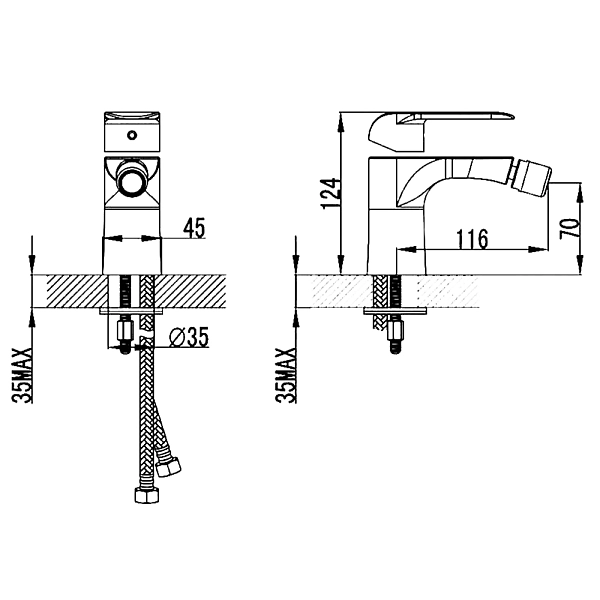 43116141 IVEN Змішувач д/біде з дон. клап. 01011100, хром (1 сорт) - Фото - 3