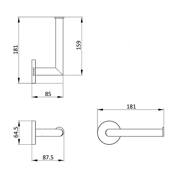 GW05 45 04 02 Creta Тримач д/паперу, полірована нержавіюча сталь (1 сорт) - Фото - 2