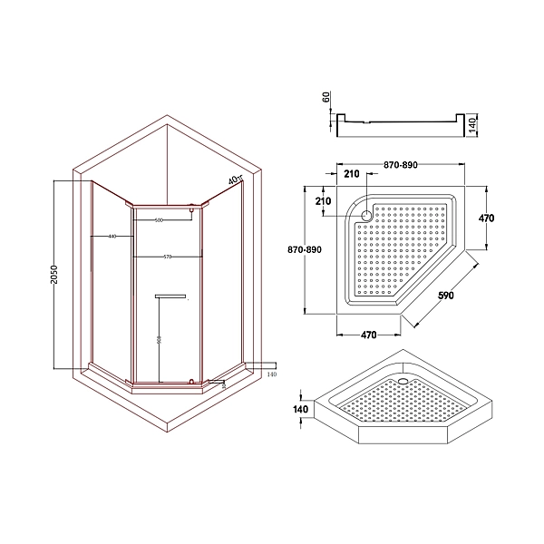 Душевая кабина Lidz Dozorca SC90x90.CRM.LOW.TR, стекло прозрачное 6 мм - Фото - 2