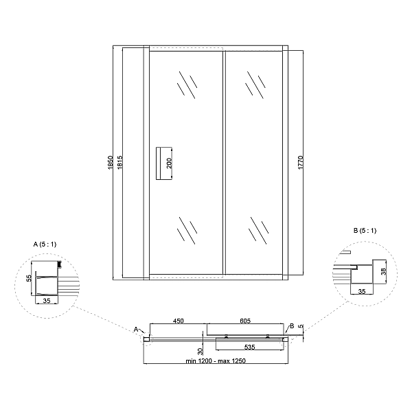 Душевая дверь в нишу Lidz Aria SD120x185.CRM.FR, стекло Frost 5 мм - Фото - 2