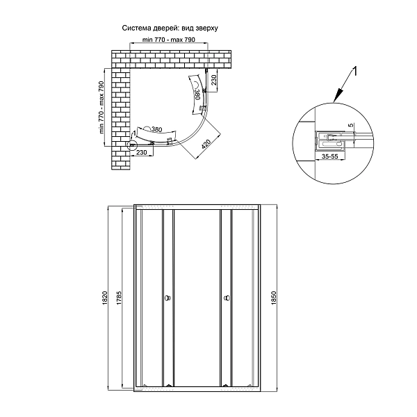 Душевая кабина Qtap Presto CRM1088AP5 80х80 см, стекло Pear 5 мм без поддона - Фото - 2