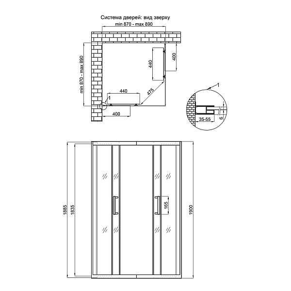 Душова кабіна Qtap Taurus CRM1099SC6 90х90 см, скло Clear 6 мм покриття CalcLess, без піддона - Фото - 2