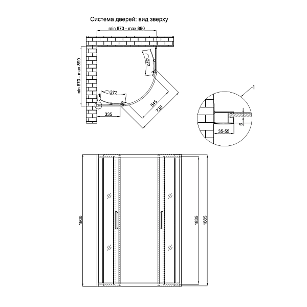 Душевая кабина Qtap Taurus BLA1099AC6 90х90 см, стекло Clear 6 мм покрытие CalcLess, без поддона - Фото - 2
