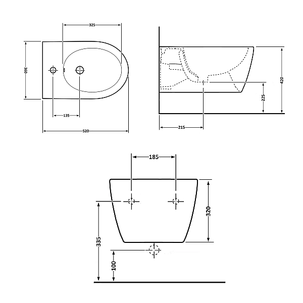 Биде подвесное Qtap Jay 520х360х320 White QT07555376W - Фото - 2