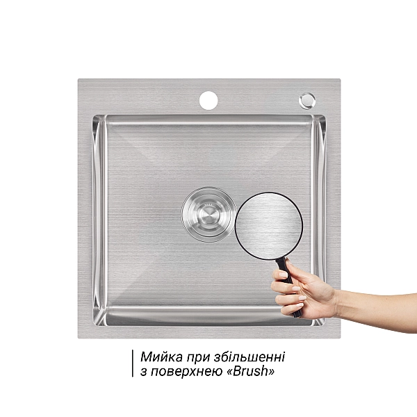 Мойка для кухни интегрированная Lidz Handmade H5050 (LDH5050BRU35375) Brushed Steel 3,0/1,0 мм - Фото - 3
