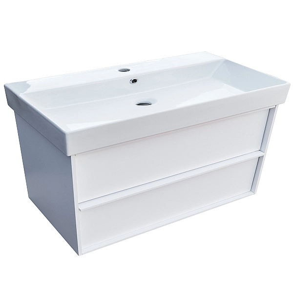 083100WB QUADRA Тумба 100 біла матова з умивальником та сифоном (1 сорт) - Фото - 3