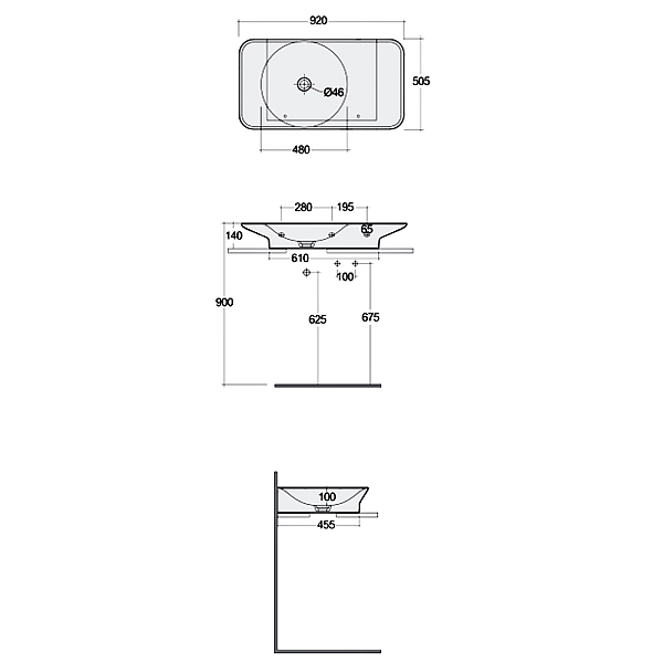 VALWB09200AWHA VALET Раковина настільна, 920 мм., білий глянець (1 сорт) - Фото - 2