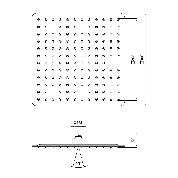 Лейка для верхнего душа Lidz Niagara 230 300x300 мм прямоугольная LDNIA230NKS32453 Chrome - Фото - 2