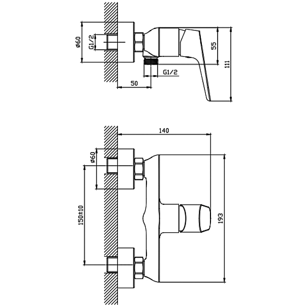 5521050B Life Змішувач д/душу, чорний мат (1 сорт) - Фото - 2