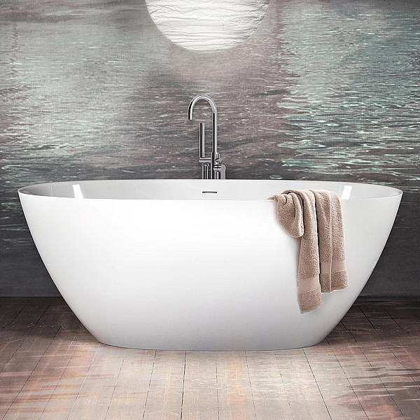VAPERLS175/00 Perla Ванна окремостояча 175*76 см з литого (штучного) каменю Silkstone, з інтегрованим сифоном, колір білий мат (1 сорт) - Фото - 8