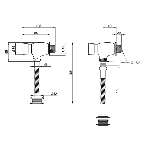 Сливной клапан порционный для писсуара Lidz Tech 903 LDTEC903CRM32529 Chrome - Фото - 2