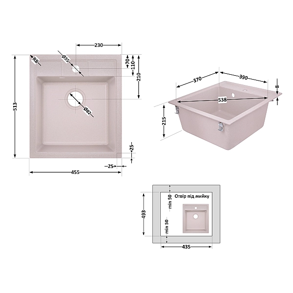 Кухонная мойка Lidz 460х515/200 COL-06 (LIDZCOL06460515200) - Фото - 2