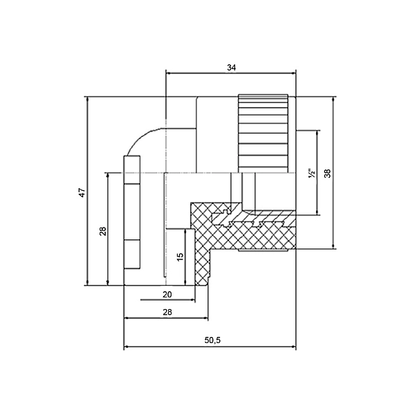 Уголок настенный PPR Blue Ocean "Белый" 20х1/2", 90° ВР - Фото - 2