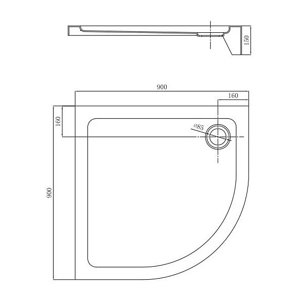STQ2090 PRIMERA PL FRAME Піддон чверть кола 90*90 (1 сорт) - Фото - 2