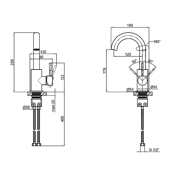 Смеситель для кухни Lidz Aria 015F2 (k35) LDARI015F2NKS34942 Nickel - Фото - 2