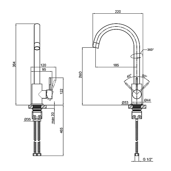 Смеситель для кухни Lidz Aria 015F (k35) LDARI015FBLA34948 Black - Фото - 2