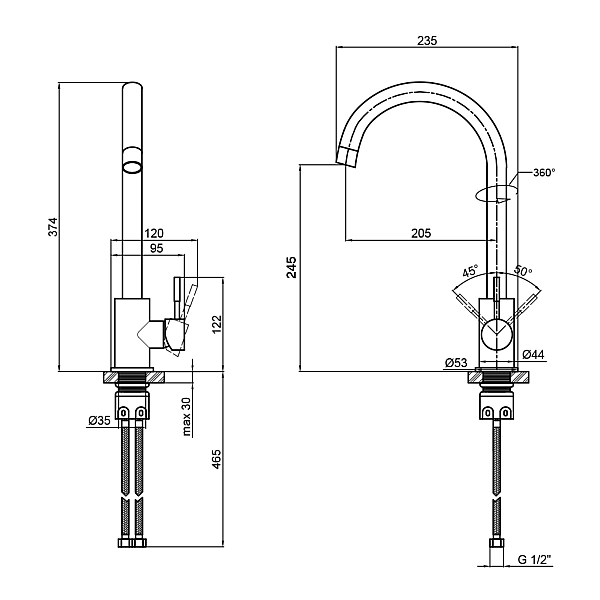 Смеситель для кухни Lidz Aria 015F (k35) LDARI015FGRE34950 Grey - Фото - 2