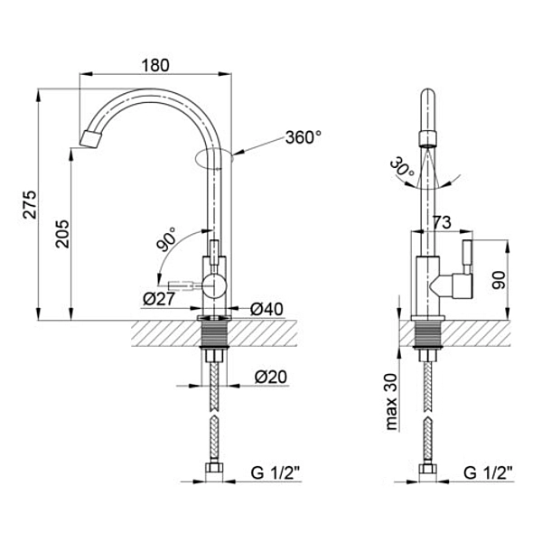 Монокран для кухни Lidz Aria 269F LDARI269FNKS35722 Nickel - Фото - 2