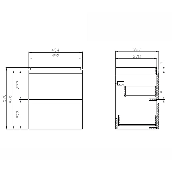 UN509-048 СЕТ B10 MODUO Тумба з раковиною 50, білий (1 сорт) - Фото - 2