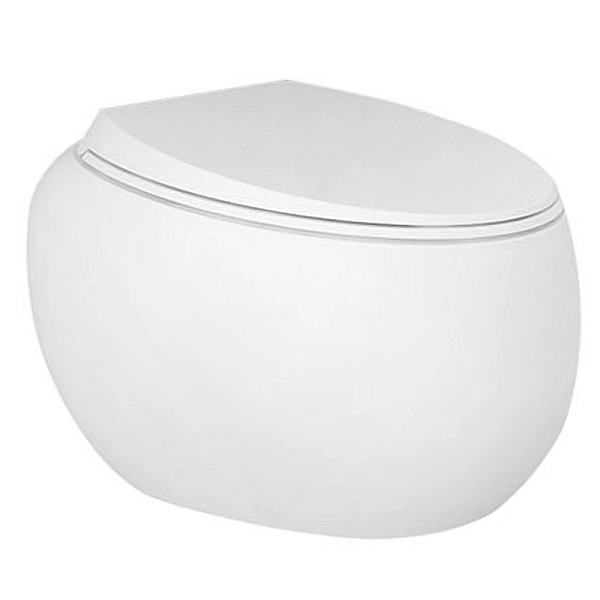 CLOSC3901500 + CLOWC1446500A CLOUD Унітаз підвісний з кришкою Duroplast, SLIM, Soft Close, Quick Release, безобідковий, білий матовий (1 сорт)