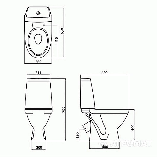 L39003000 MODO Унітаз-компакт, косий вип., з  дюропл. сидінням з мікроліфтом та арм.дворежимною (1 сорт)