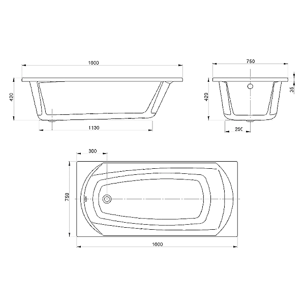 16075130N SIGMA Ванна 160х75 см, з ніжками та рамою (3пак) (1 сорт) - Фото - 2