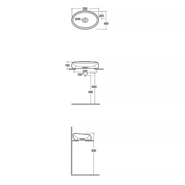 CLOCT6000AWHA CLOUD Раковина на стільницю, білий глянцевий, 60см (1 сорт) - Фото - 2