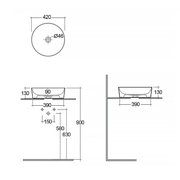 FEECT4200514A FEELING Раковина на стільницю, кругла, Matt Cappuccino, d 42см (1 сорт) - Фото - 2