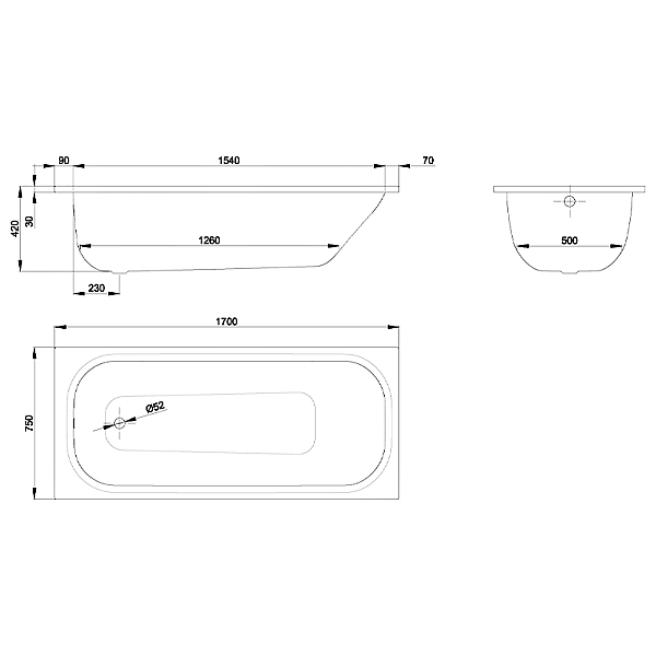 2947-000 Bette Form Ванна із шумоізоляцією 1700x750, сталь, біла (1 сорт) - Фото - 3