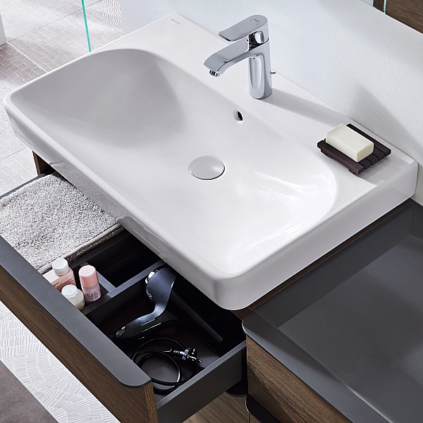 500.249.01.1 Smyle Square Раковина 75см, з 1 отв.під зміш, з переливом, колір білий глянець (1 сорт) - Фото - 6