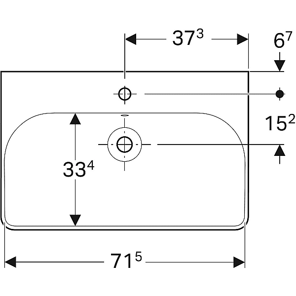 500.249.01.1 Smyle Square Раковина 75см, з 1 отв.під зміш, з переливом, колір білий глянець (1 сорт) - Фото - 3