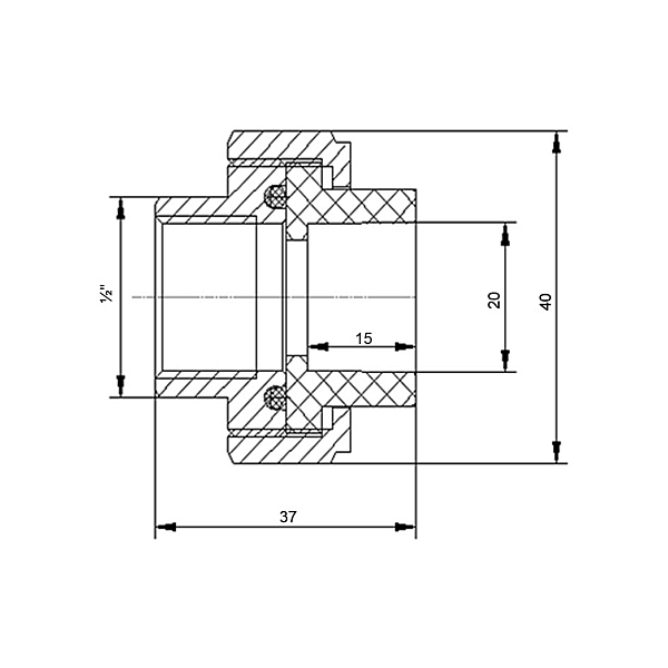 Згін "Американка" латунна зі зварною головкою PPR Blue Ocean "Білий" 20х1/2" ВР - Фото - 2
