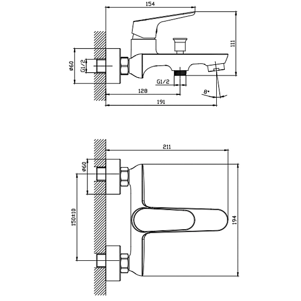 5521040 Life Змішувач д/ванни, хром (1 сорт) - Фото - 2